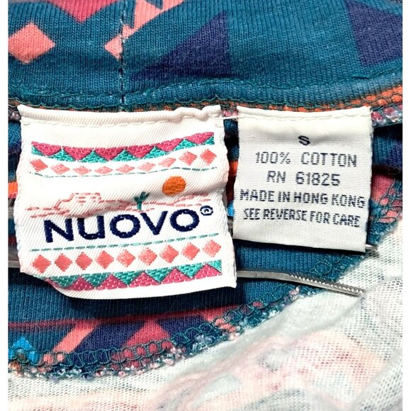 Vintage 90s Nuovo Southwestern Aztec Print 3/4 Sleeve Blouse Sz S Oversized Trib - Picture 7 of 8